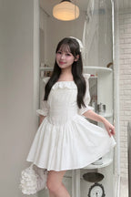 puff sleeve cotton mini one-piece