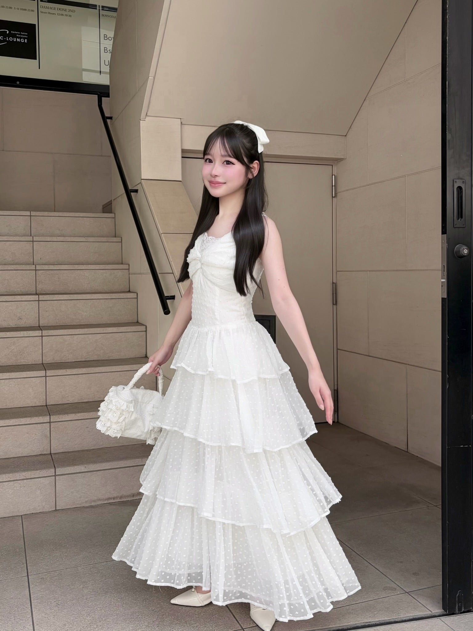 frill tiered cami long dress