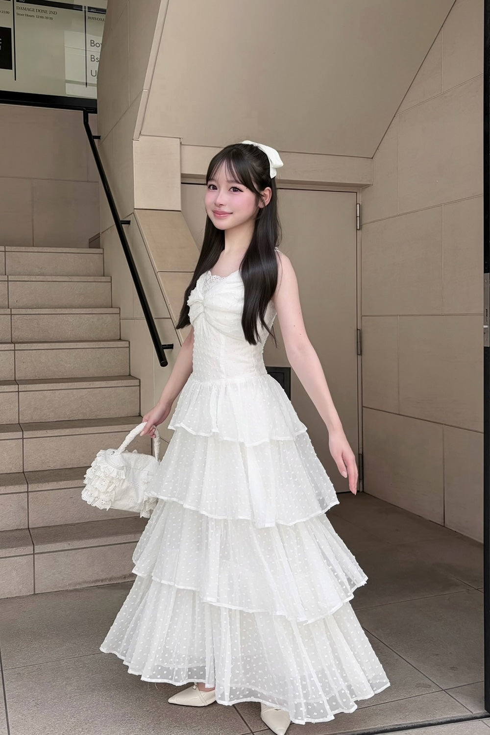 frill tiered cami long dress