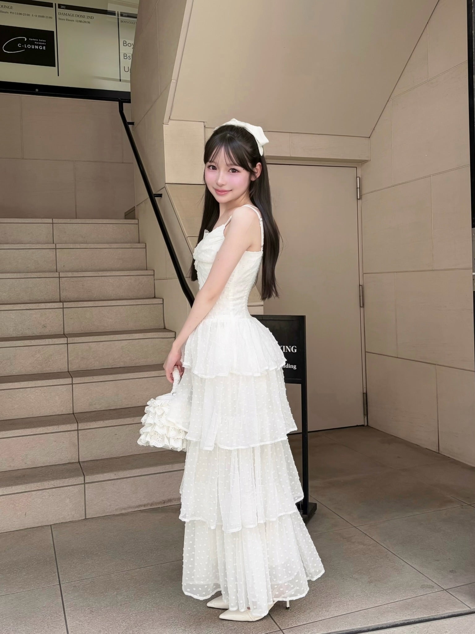 frill tiered cami long dress
