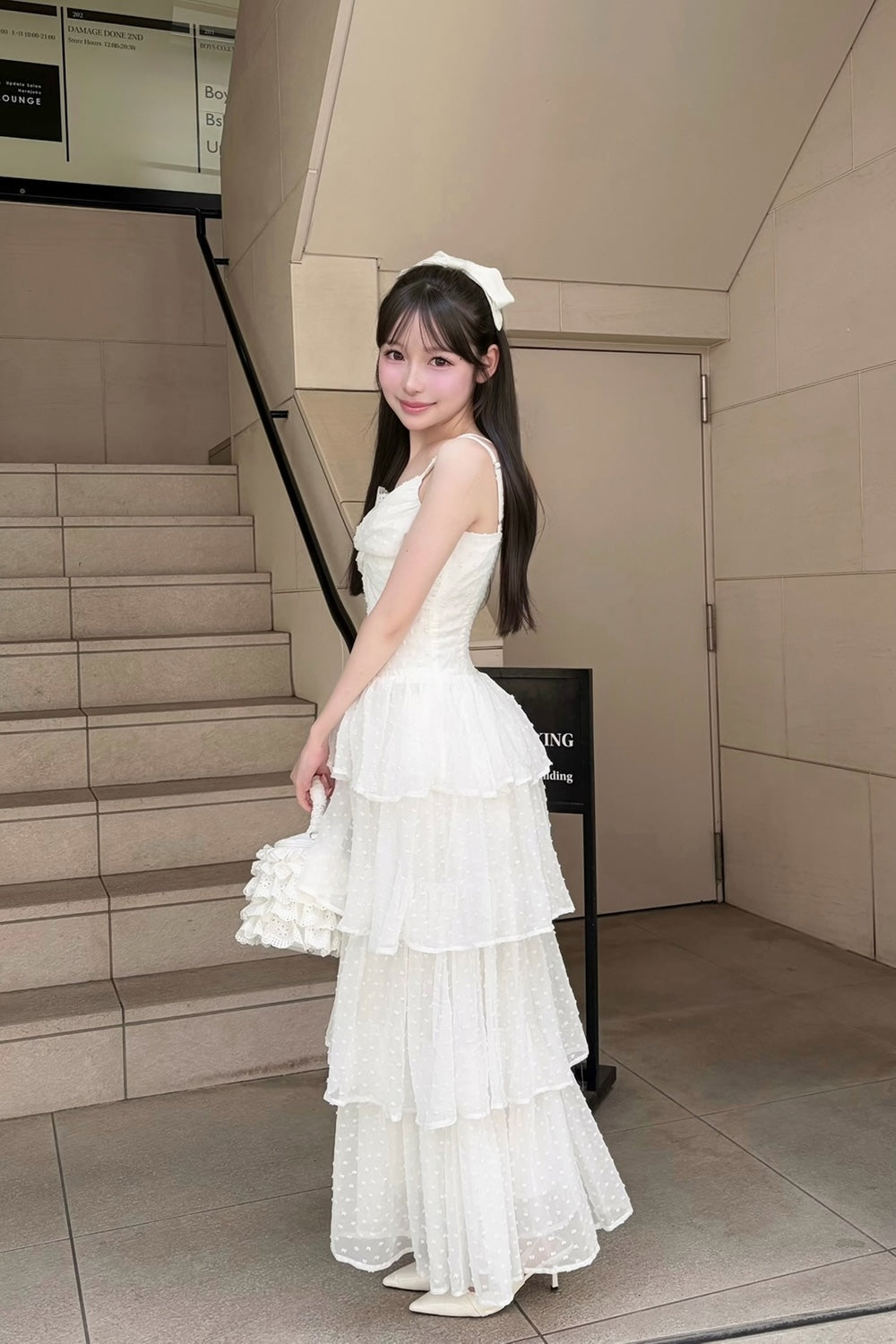 frill tiered cami long dress