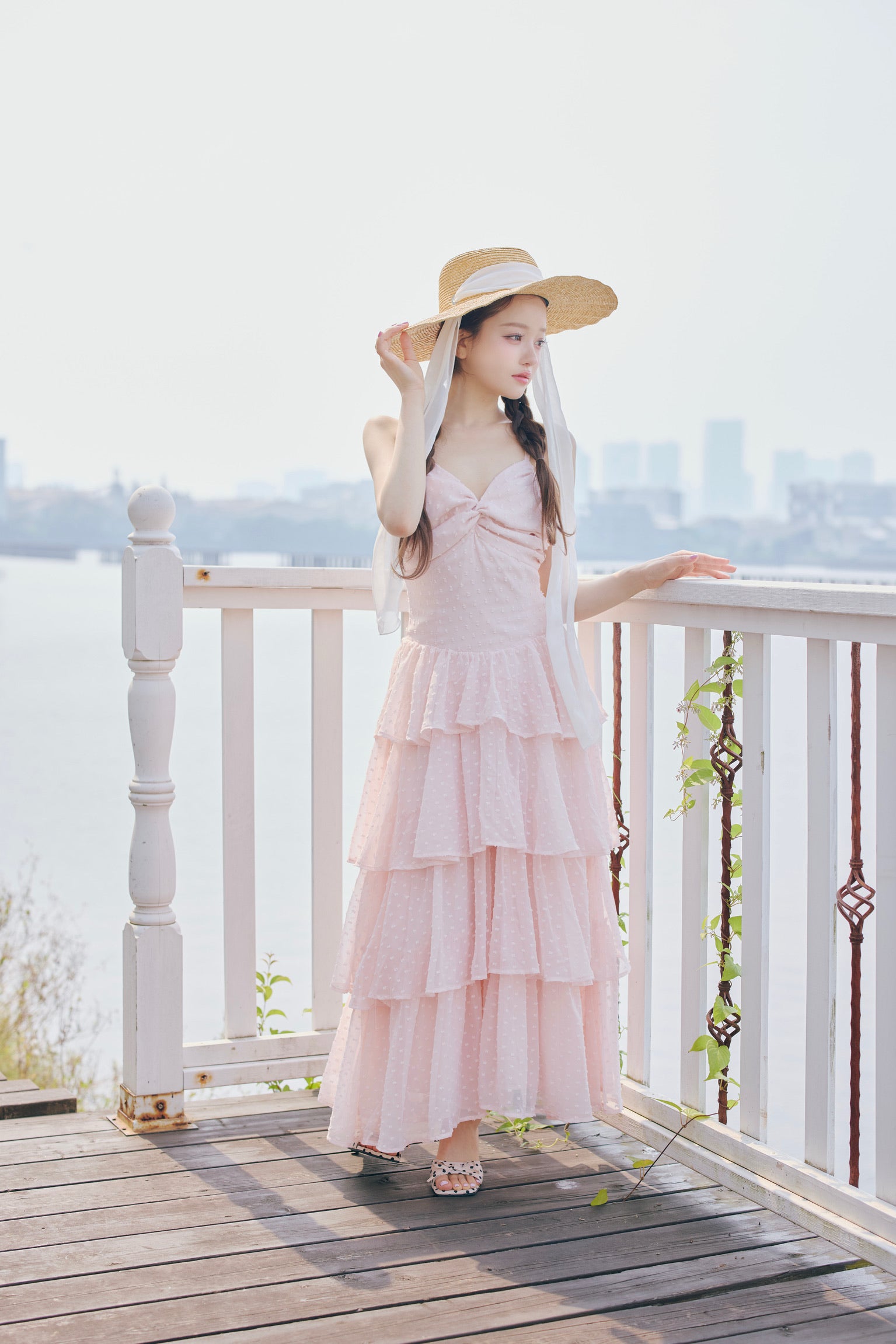 frill tiered cami long dress