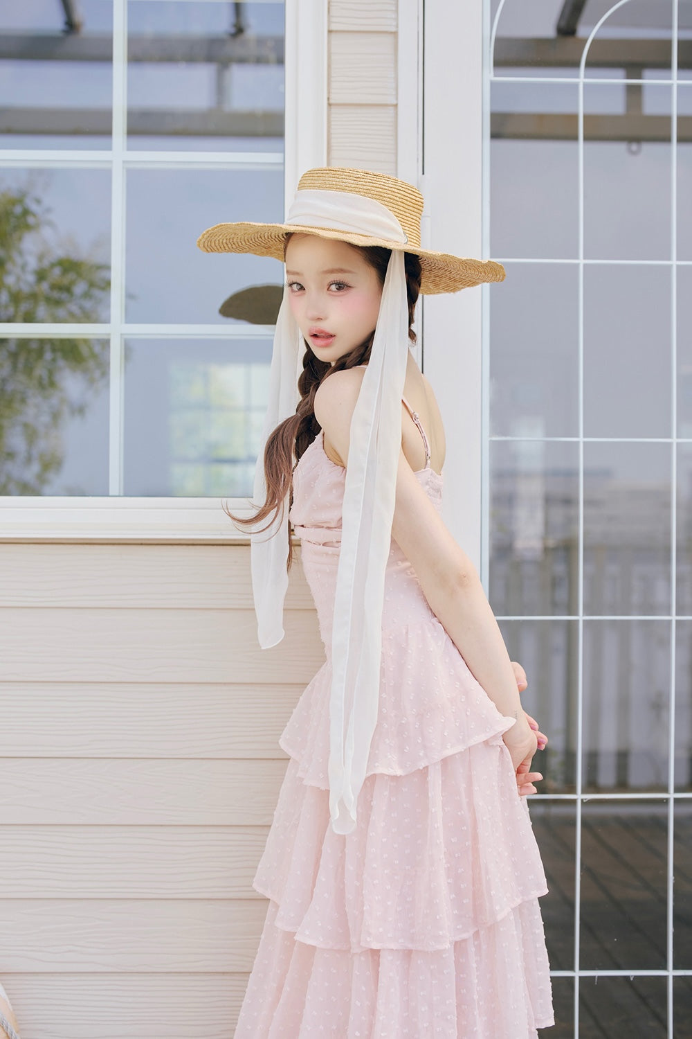frill tiered cami long dress
