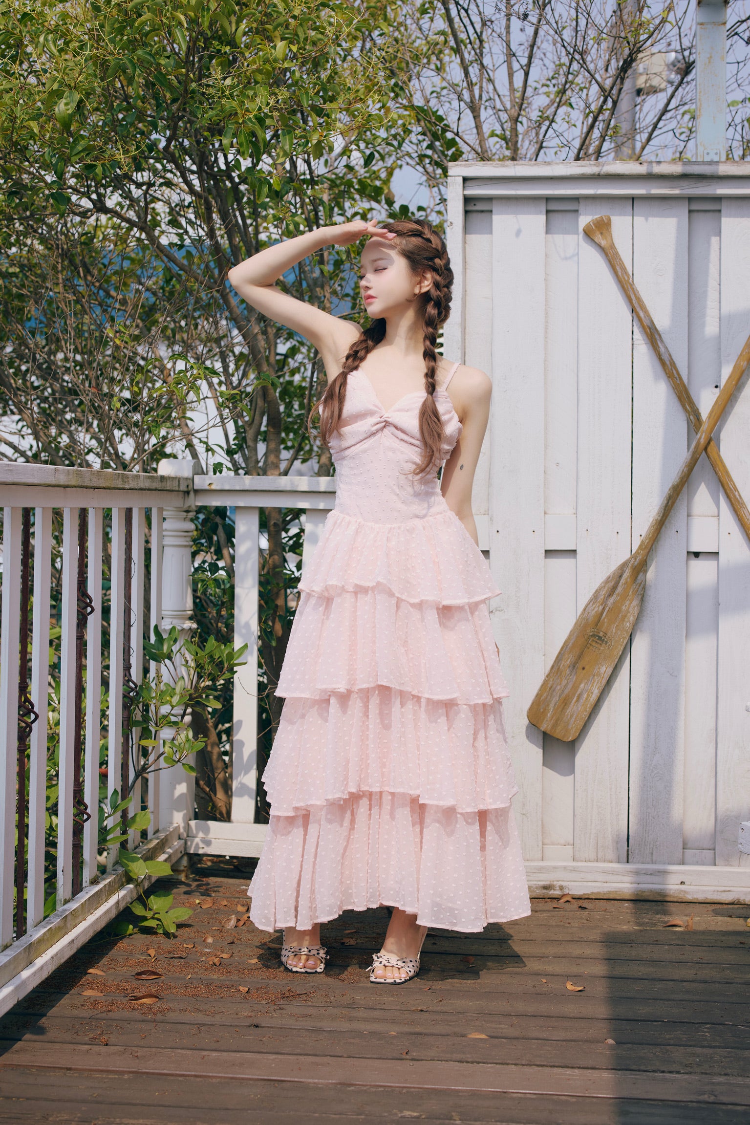 frill tiered cami long dress