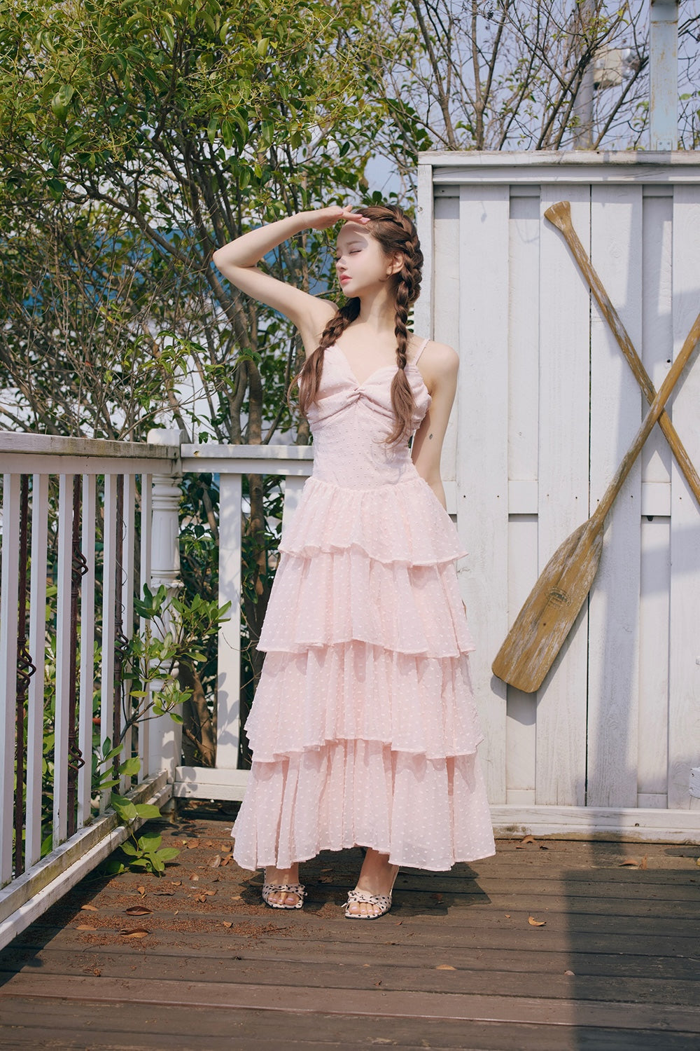 frill tiered cami long dress