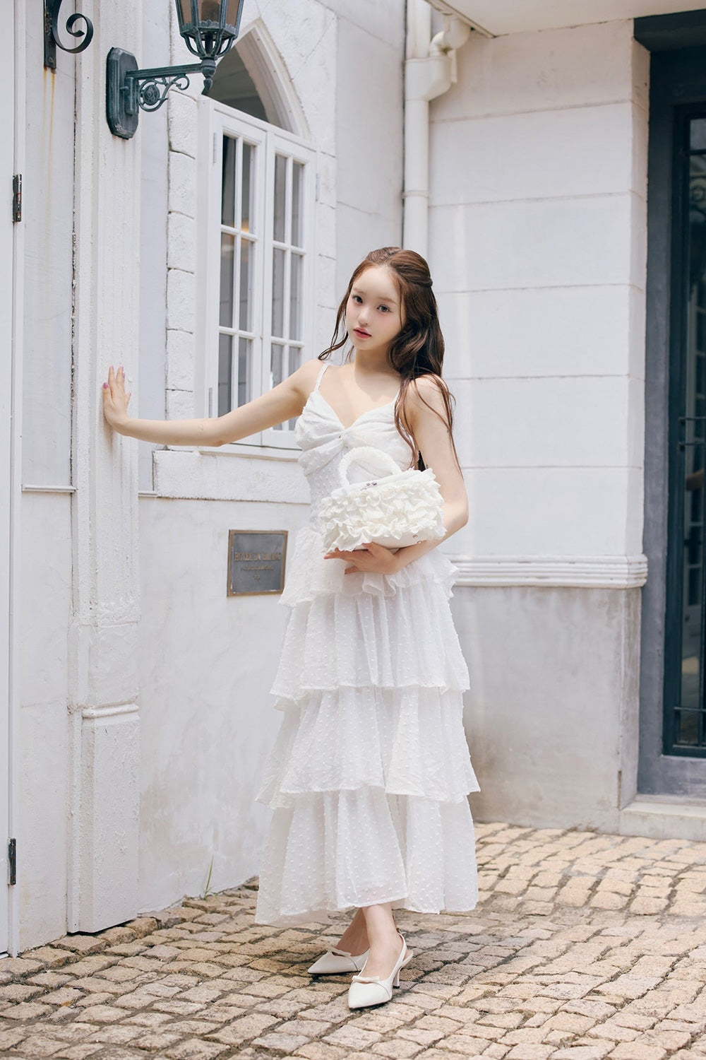 frill tiered cami long dress
