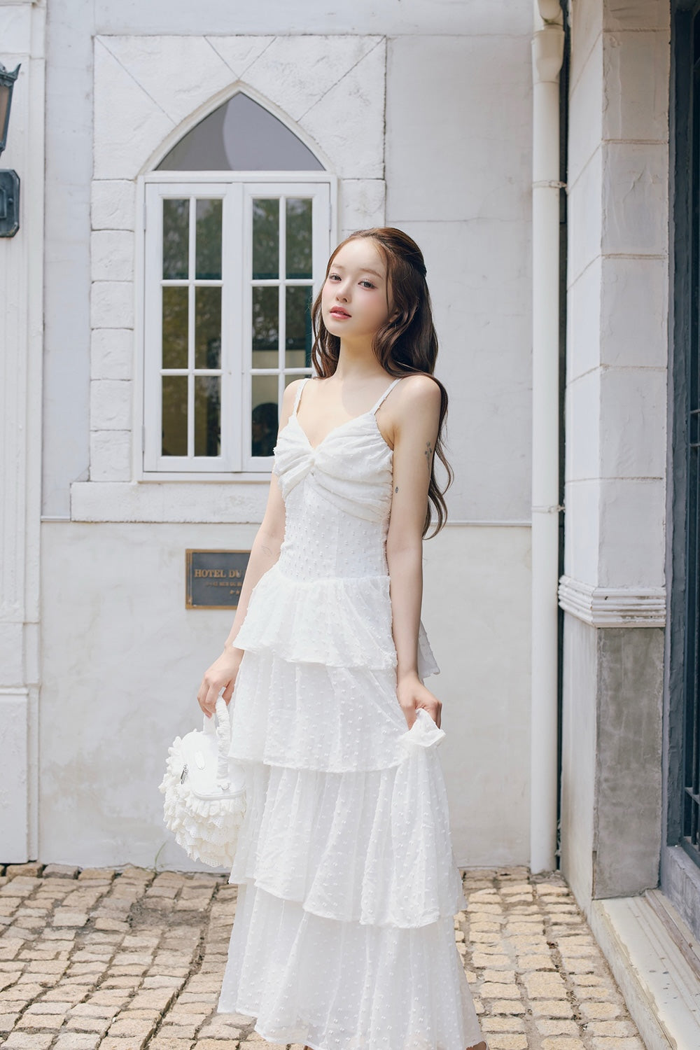 frill tiered cami long dress