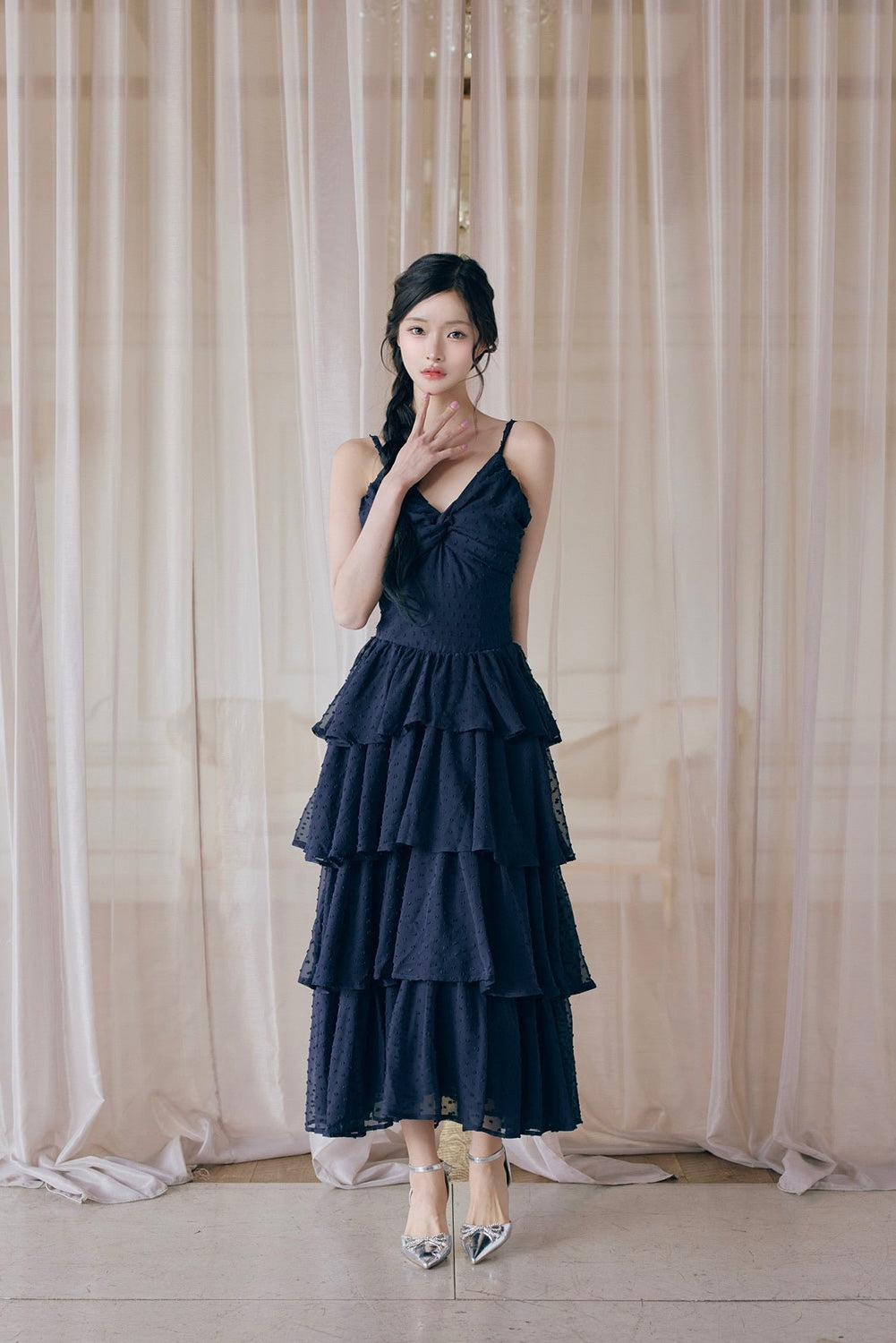 frill tiered cami long dress