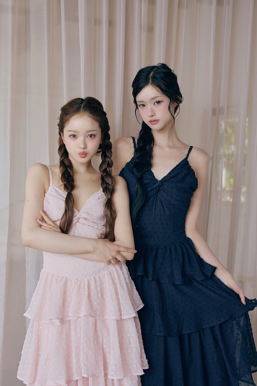 frill tiered cami long dress