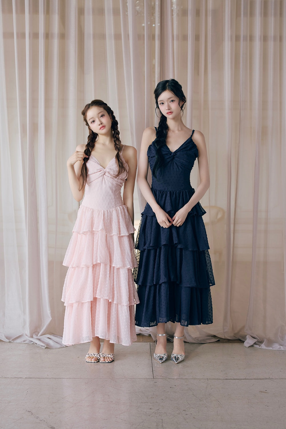 frill tiered cami long dress