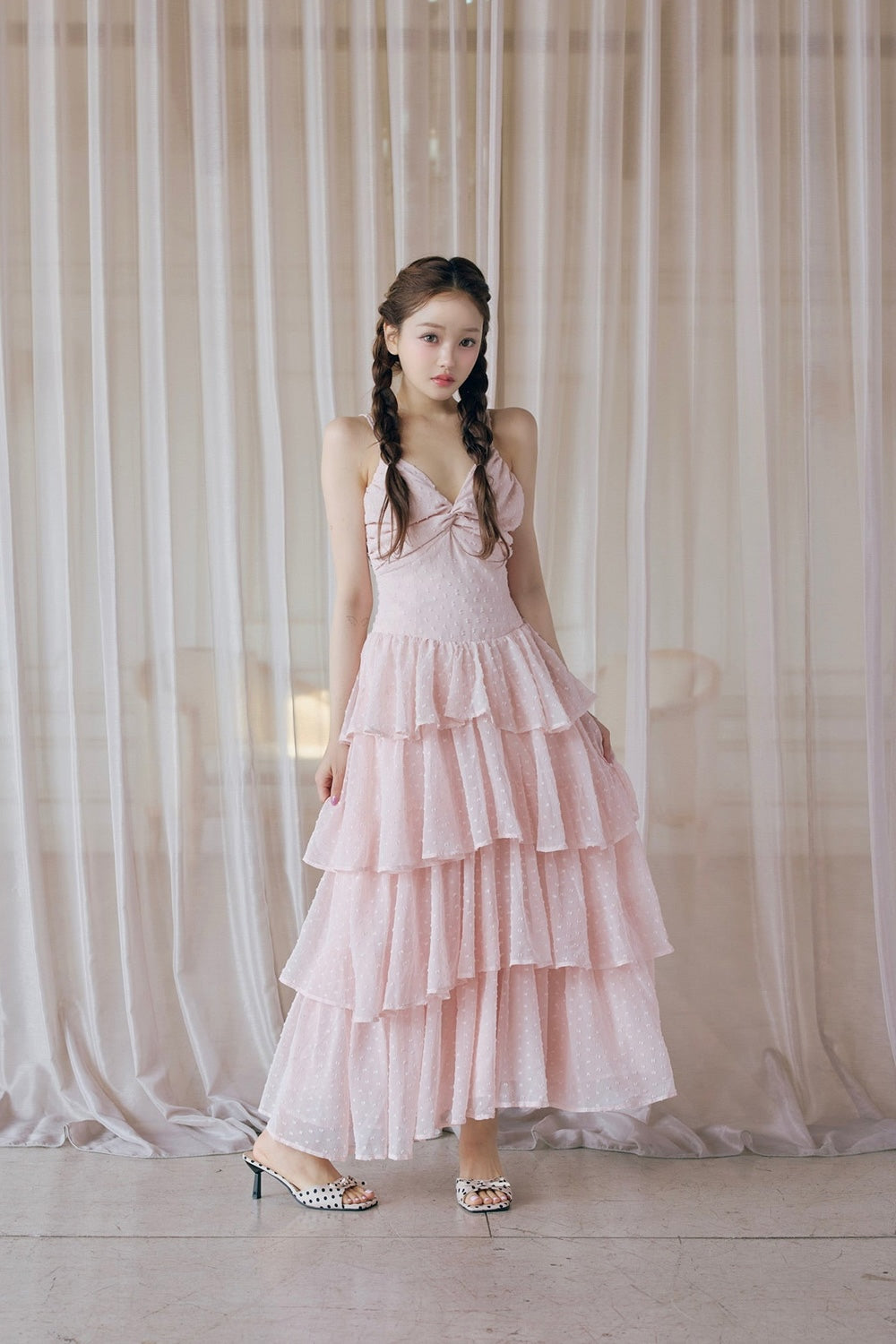 frill tiered cami long dress