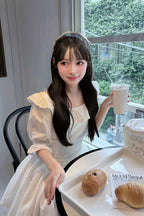 puff sleeve cotton mini one-piece