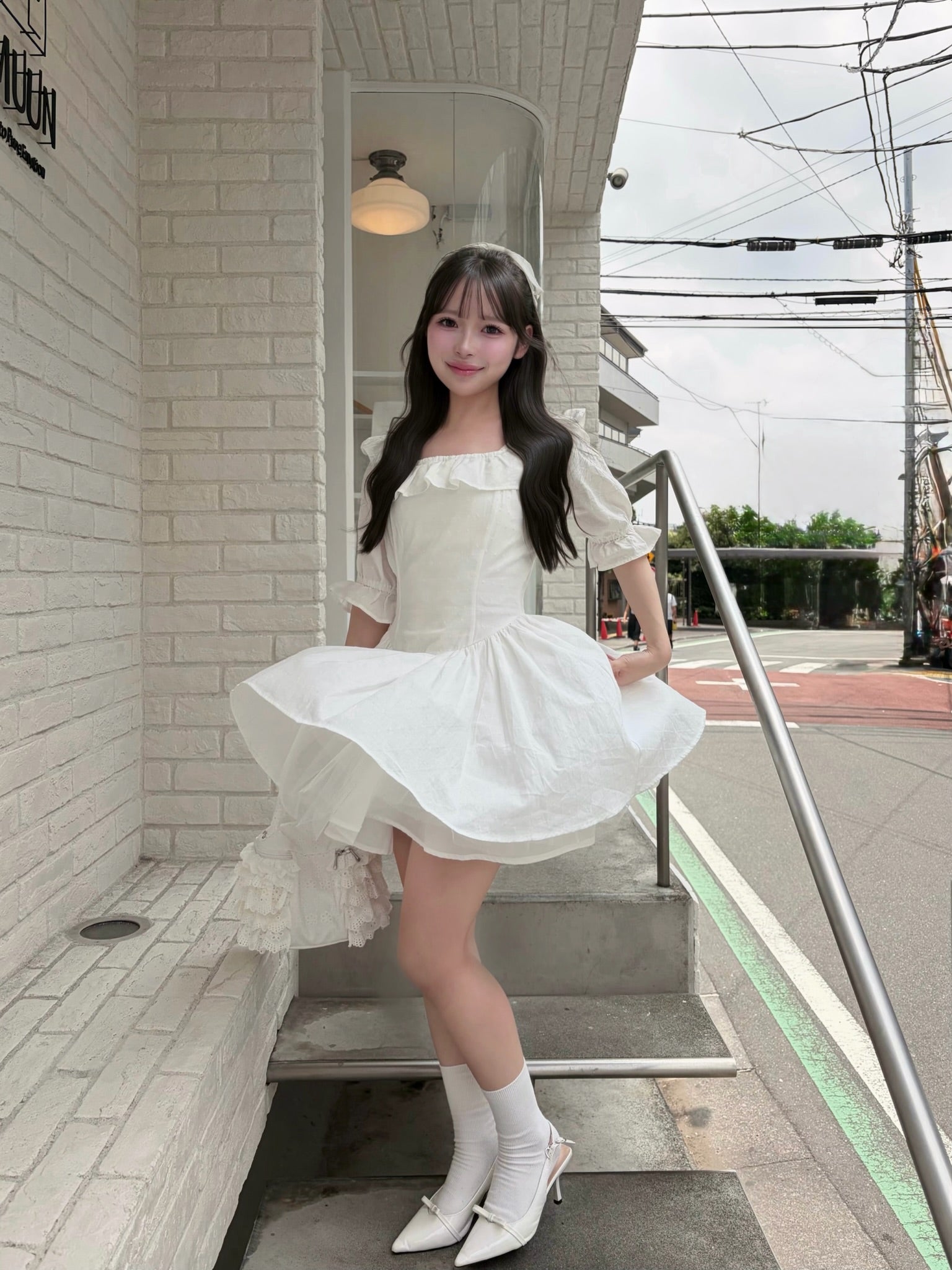 puff sleeve cotton mini one-piece
