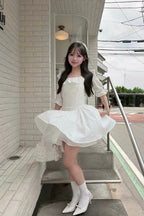 puff sleeve cotton mini one-piece