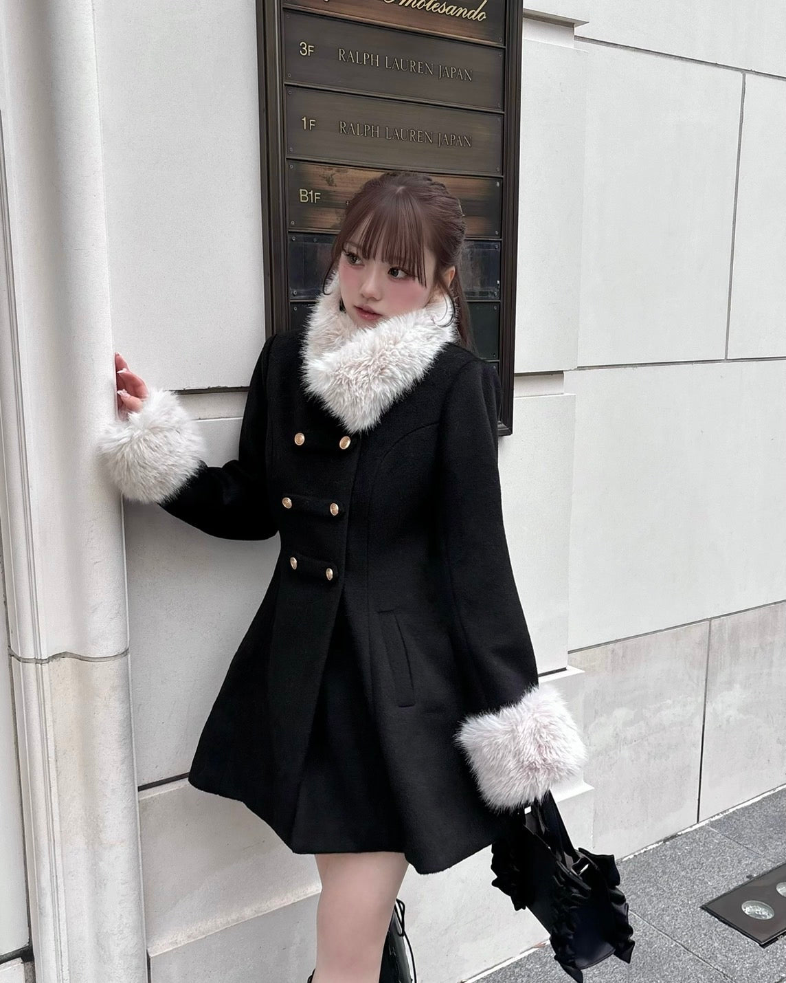 予約商品　Muse fur flare coat（black）