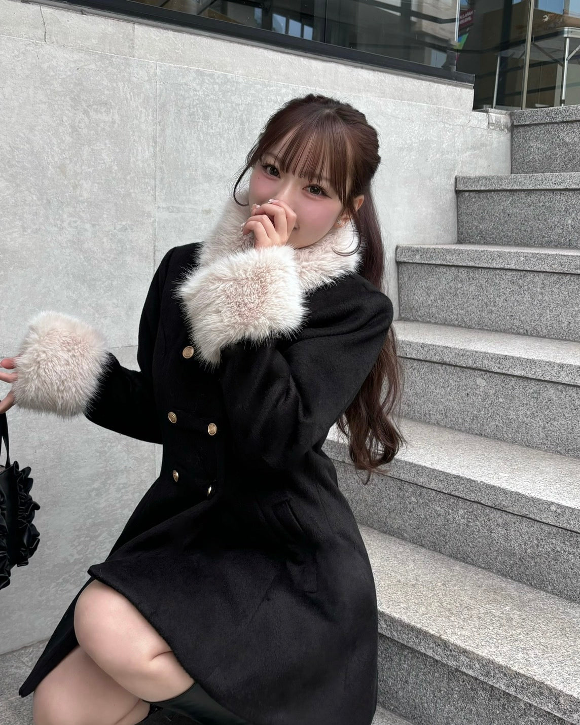 予約商品　Muse fur flare coat（black）