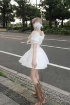 puff sleeve cotton mini one-piece