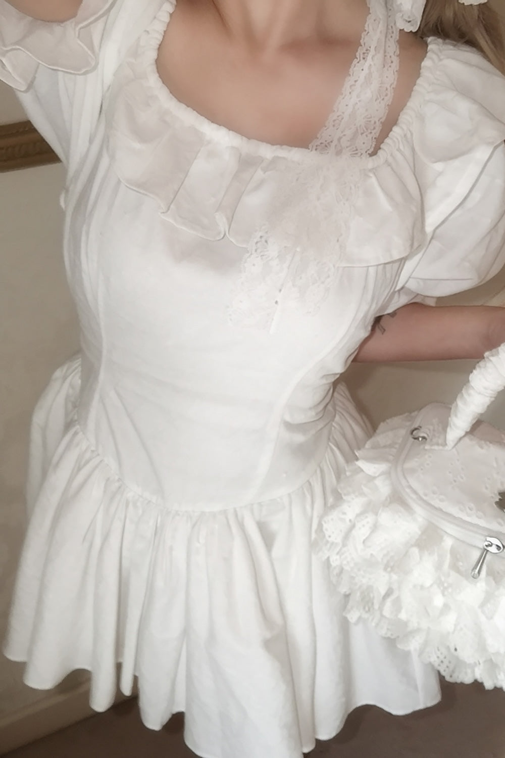 puff sleeve cotton mini one-piece
