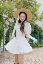 puff sleeve cotton mini one-piece