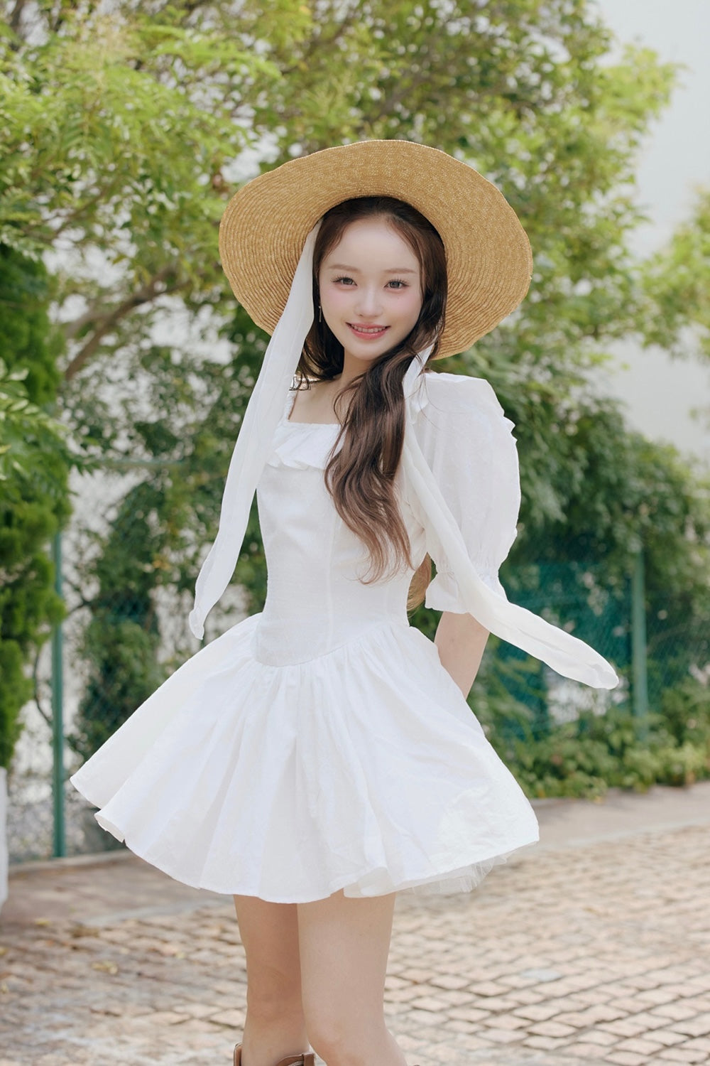 puff sleeve cotton mini one-piece