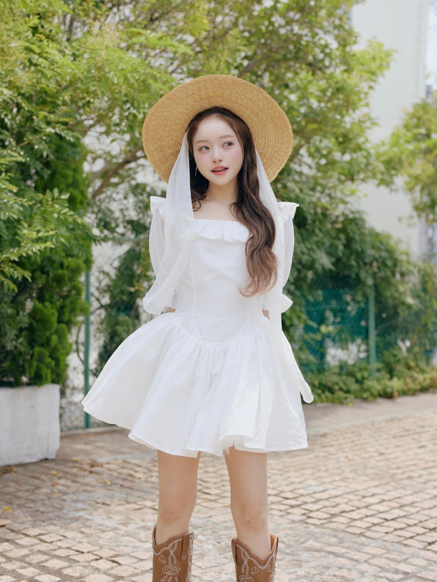 puff sleeve cotton mini one-piece