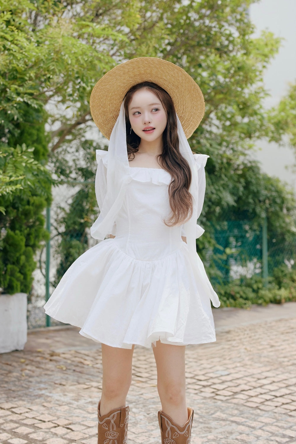 puff sleeve cotton mini one-piece