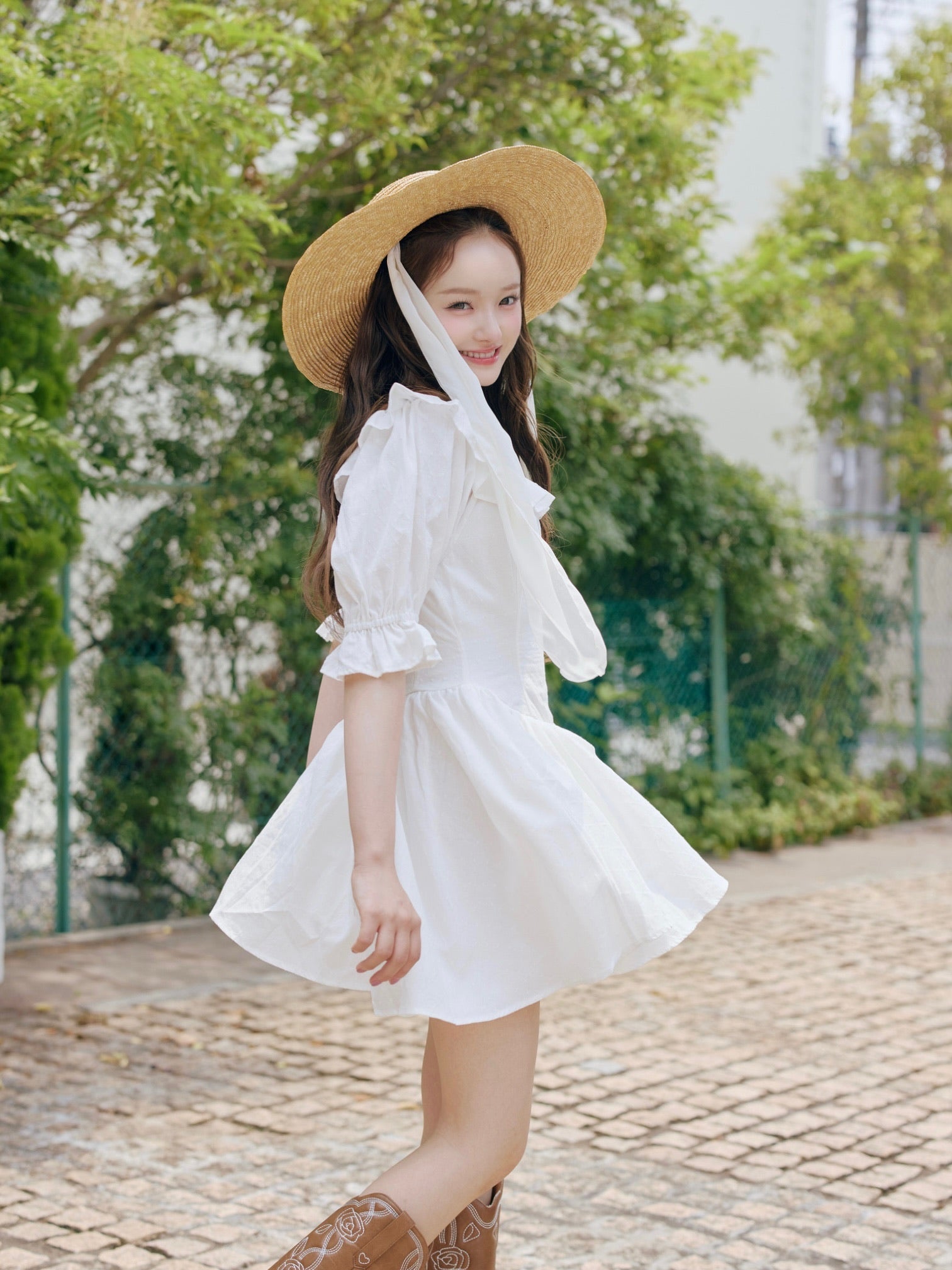 puff sleeve cotton mini one-piece
