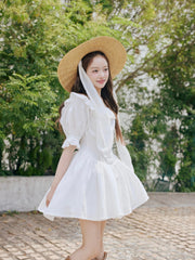 puff sleeve cotton mini one-piece