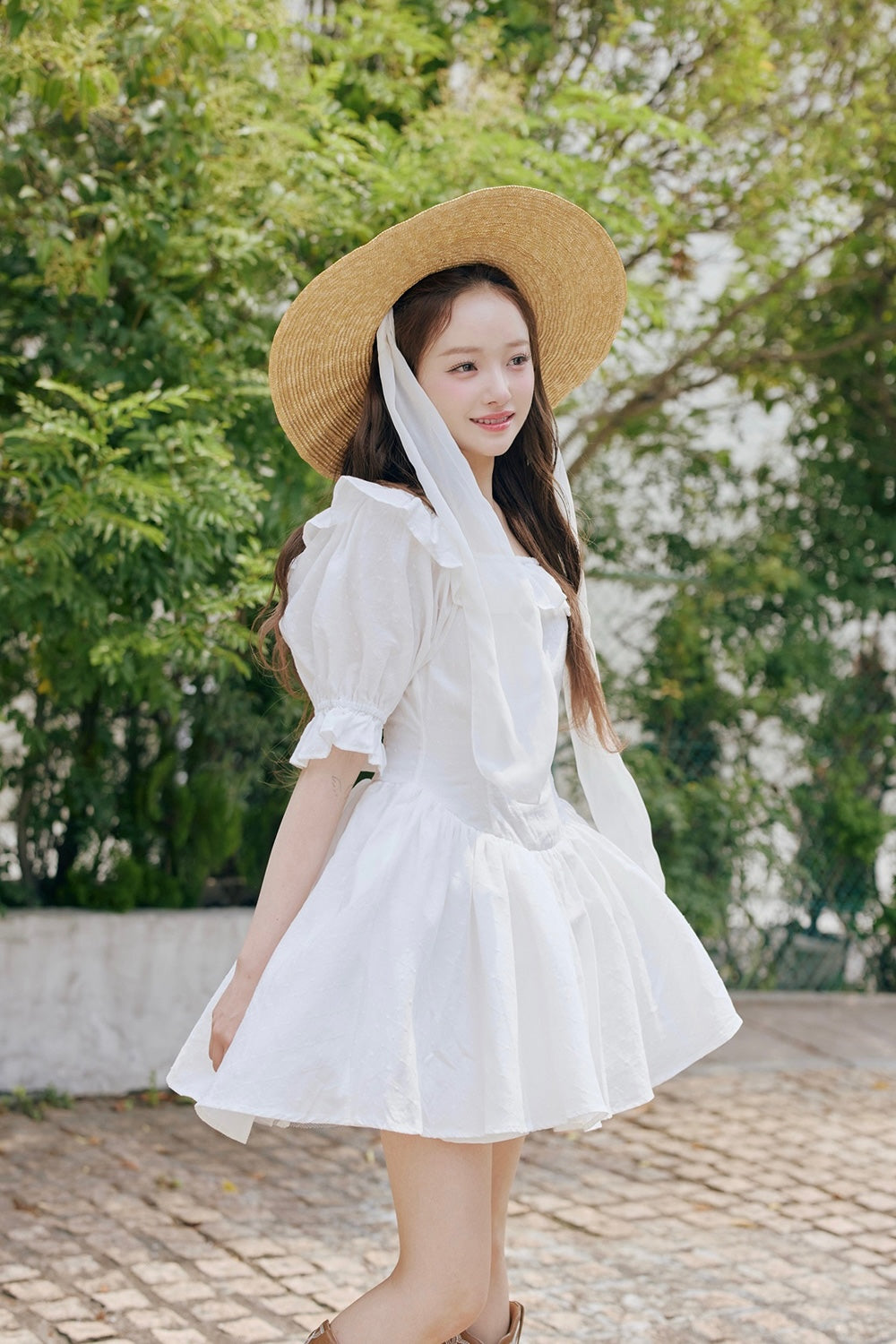 puff sleeve cotton mini one-piece