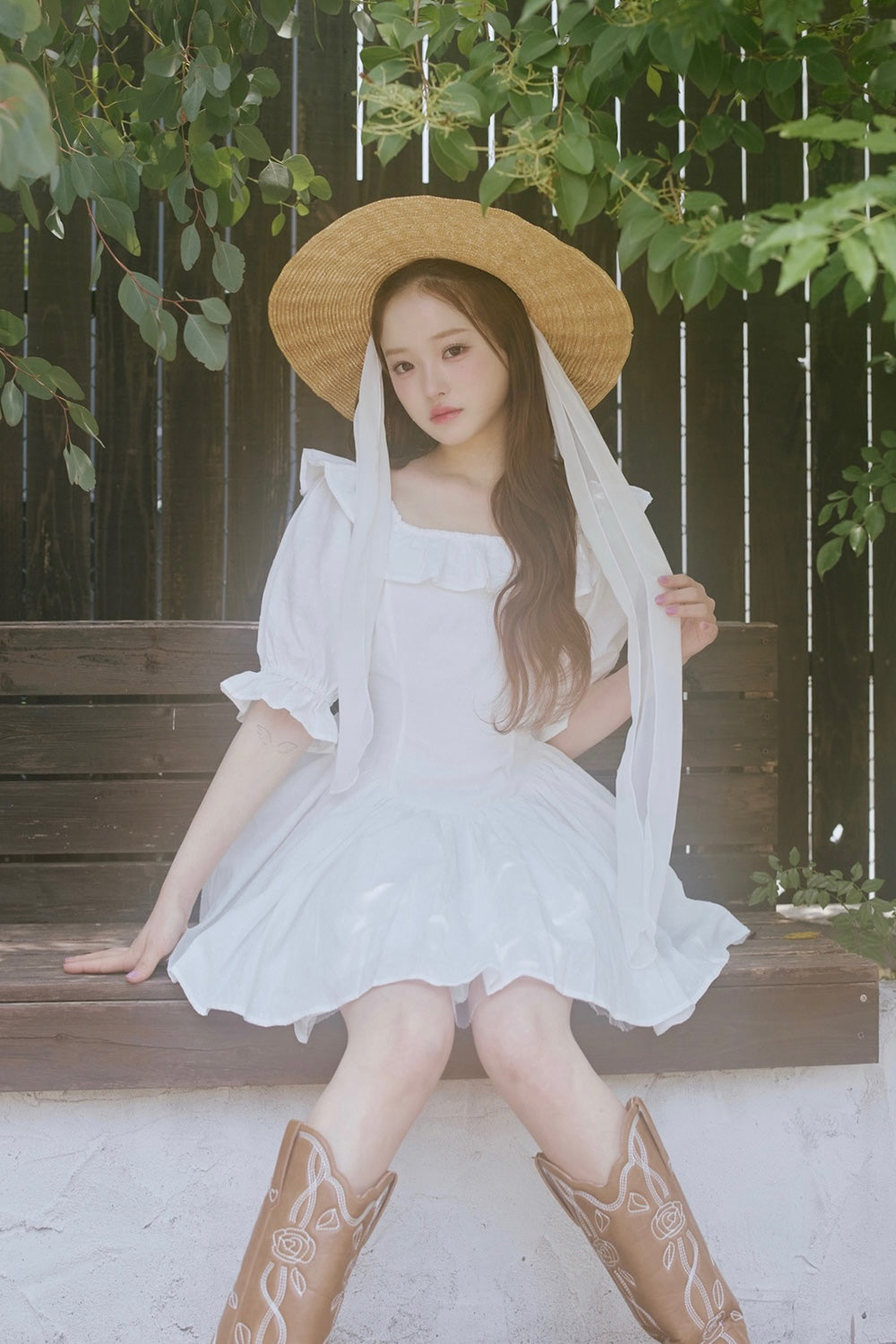 puff sleeve cotton mini one-piece