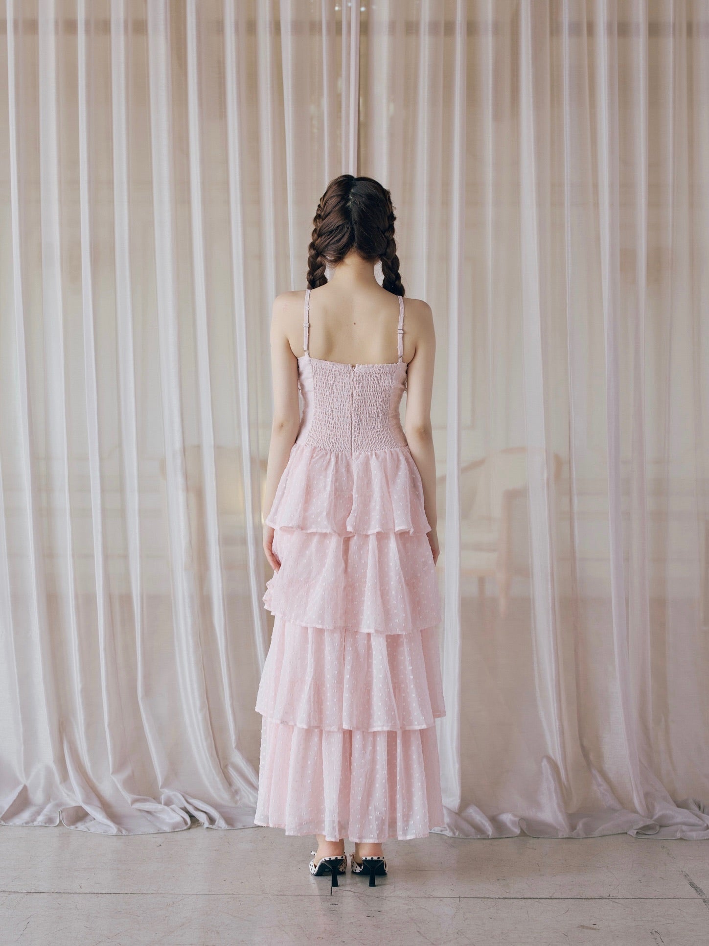 frill tiered cami long dress