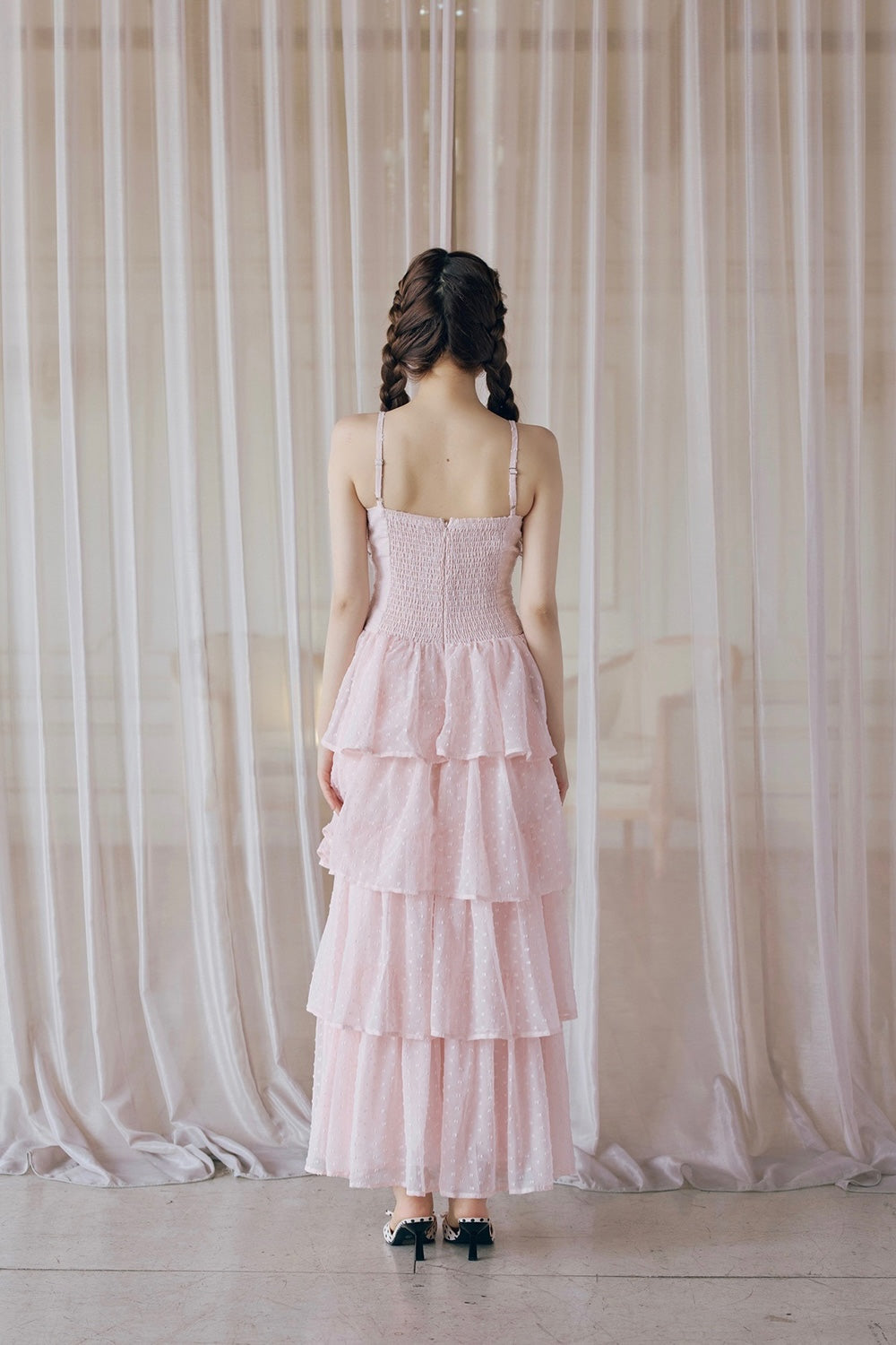 frill tiered cami long dress