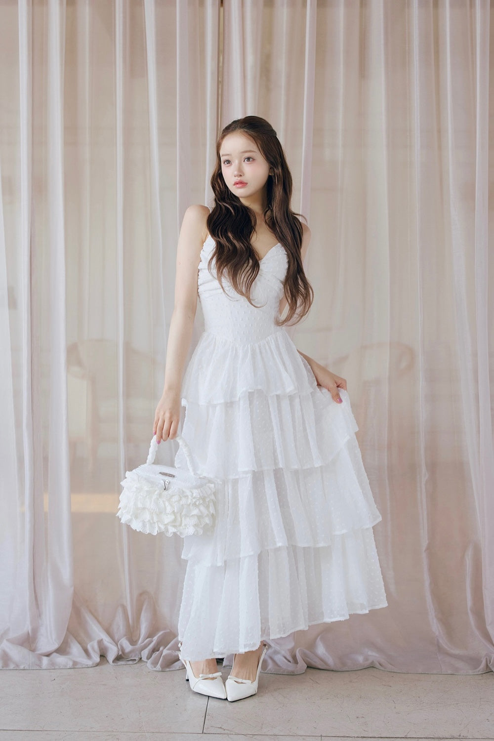 frill tiered cami long dress