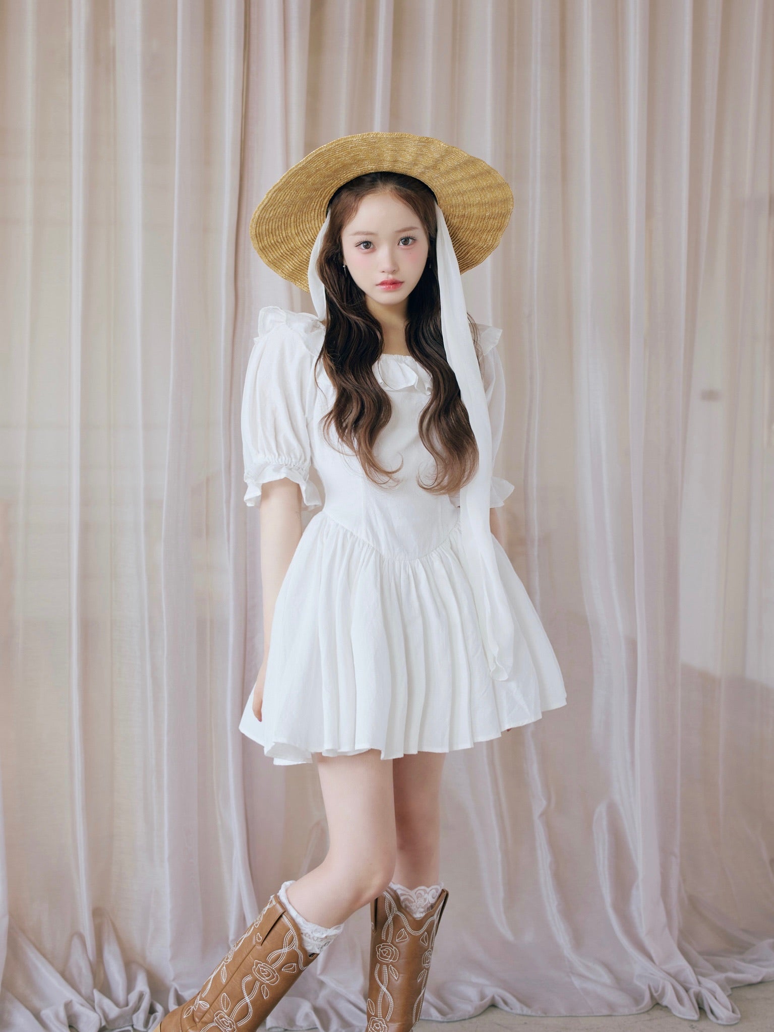 puff sleeve cotton mini one-piece