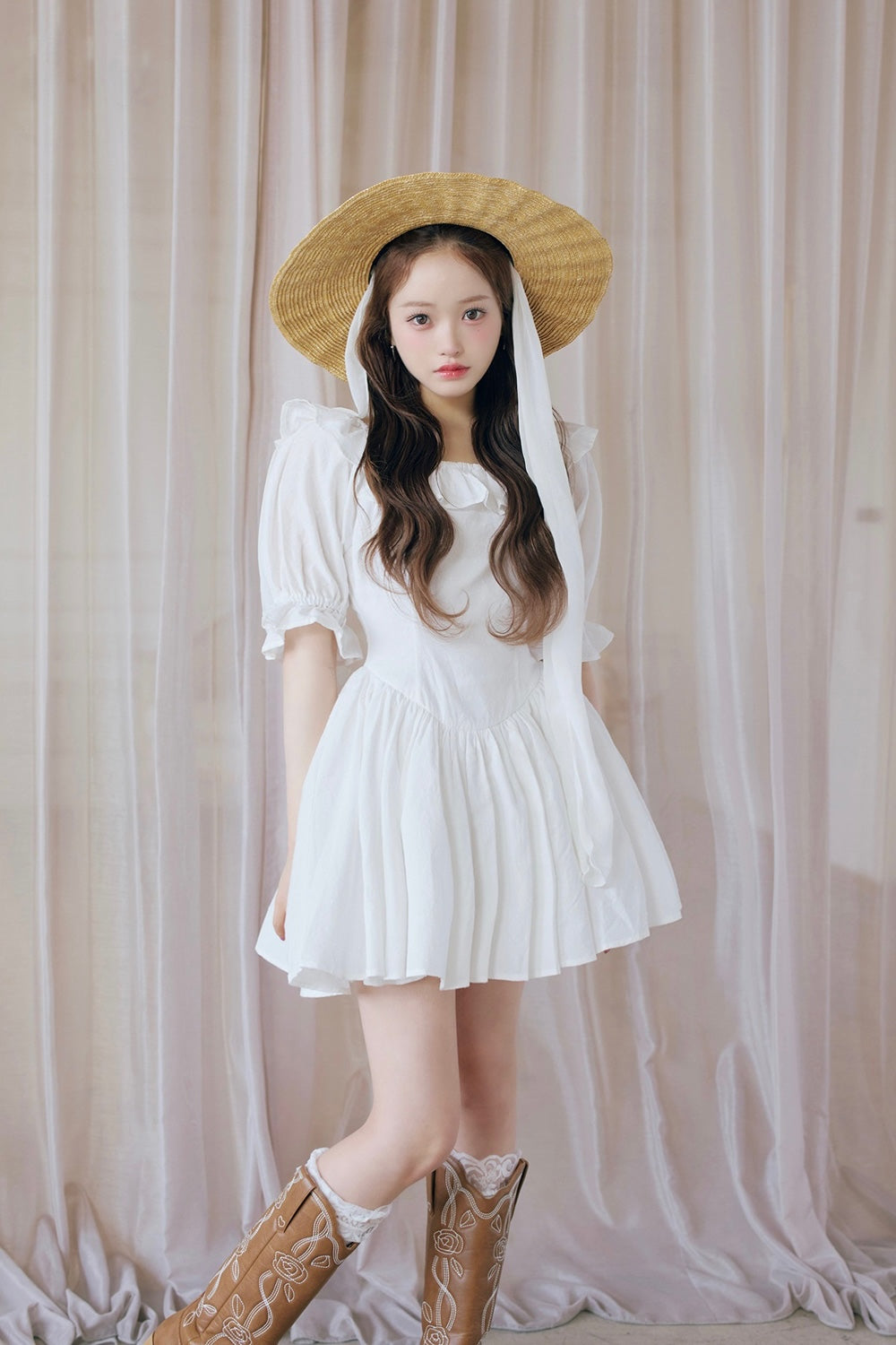 puff sleeve cotton mini one-piece
