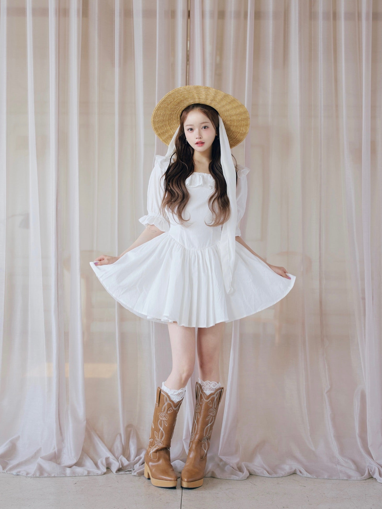 puff sleeve cotton mini one-piece