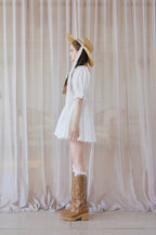 puff sleeve cotton mini one-piece
