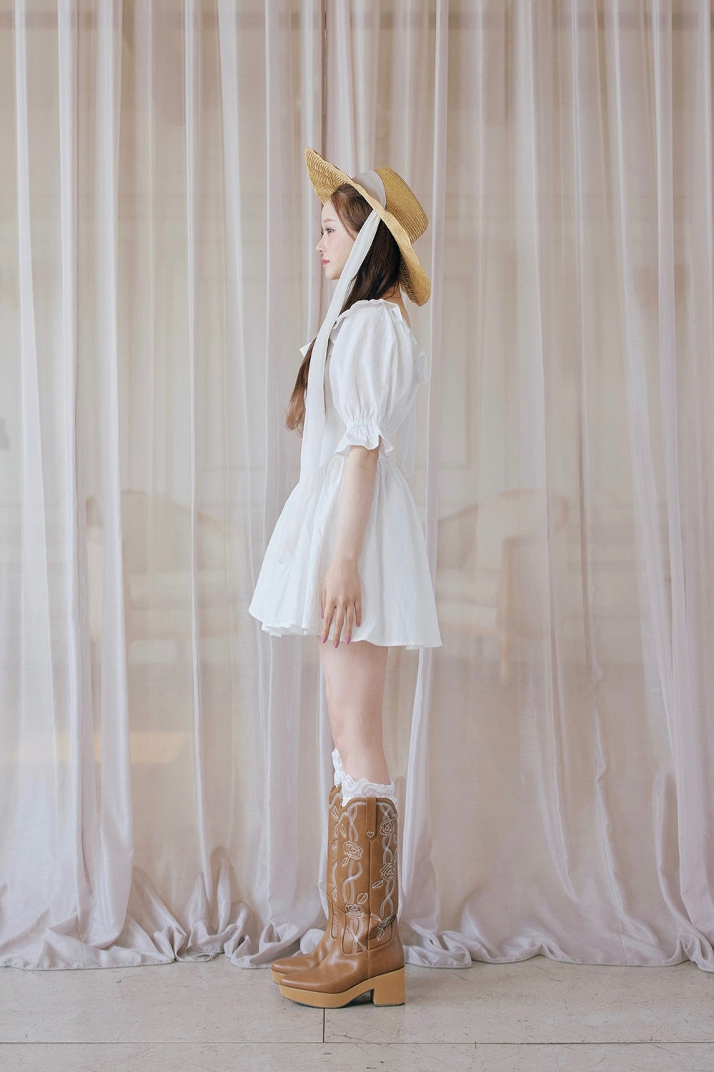 puff sleeve cotton mini one-piece