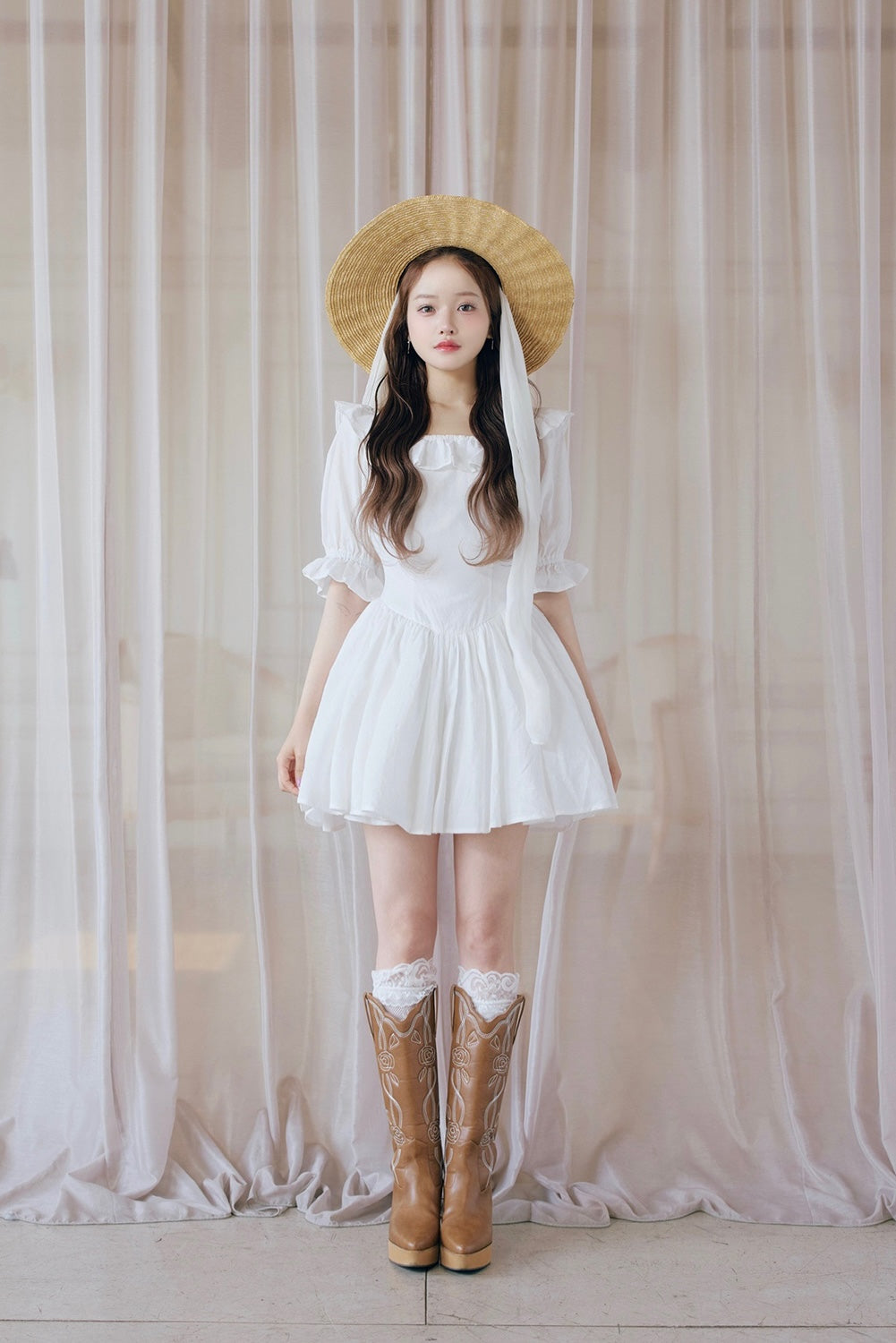 puff sleeve cotton mini one-piece