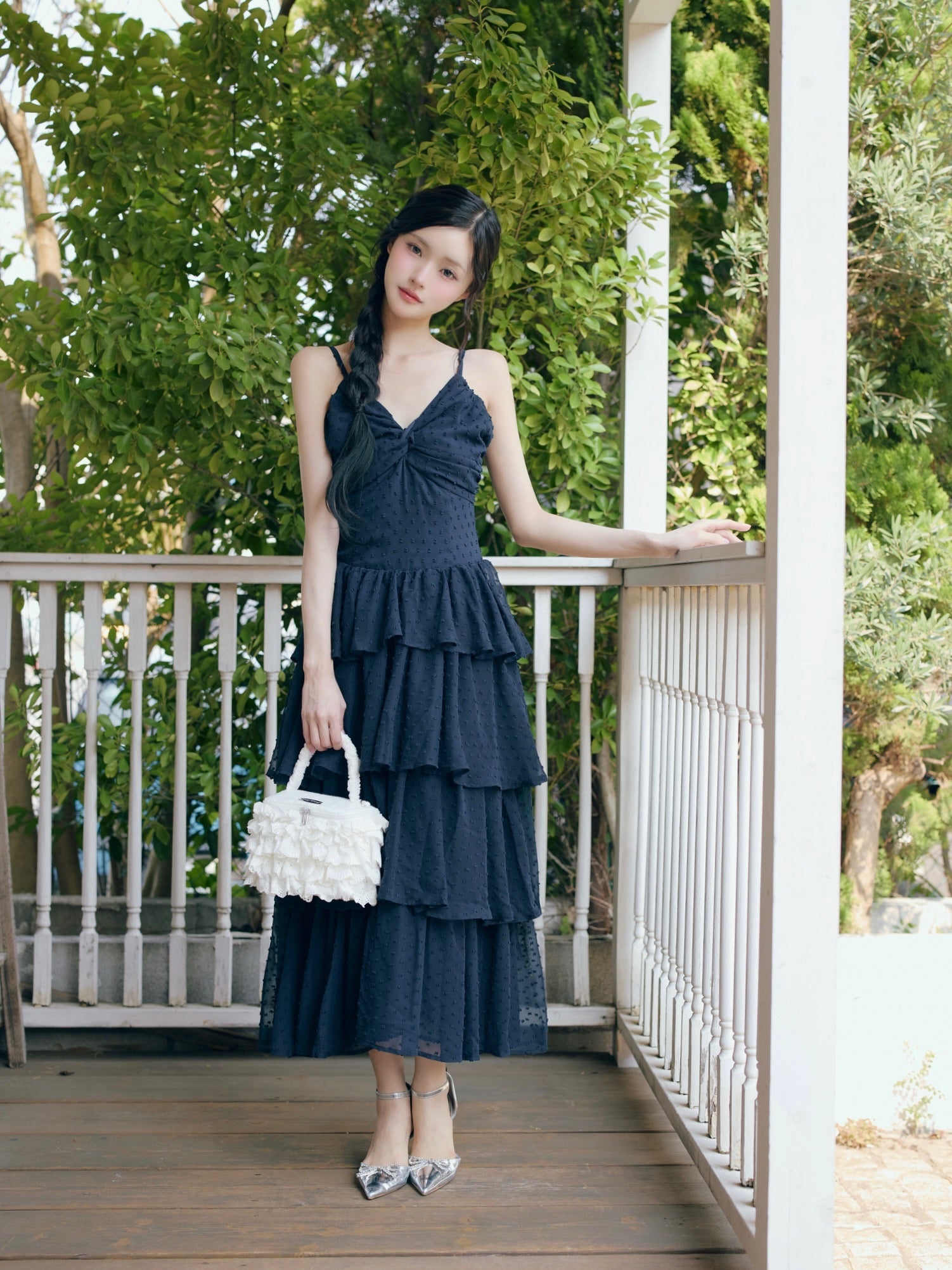 frill tiered cami long dress