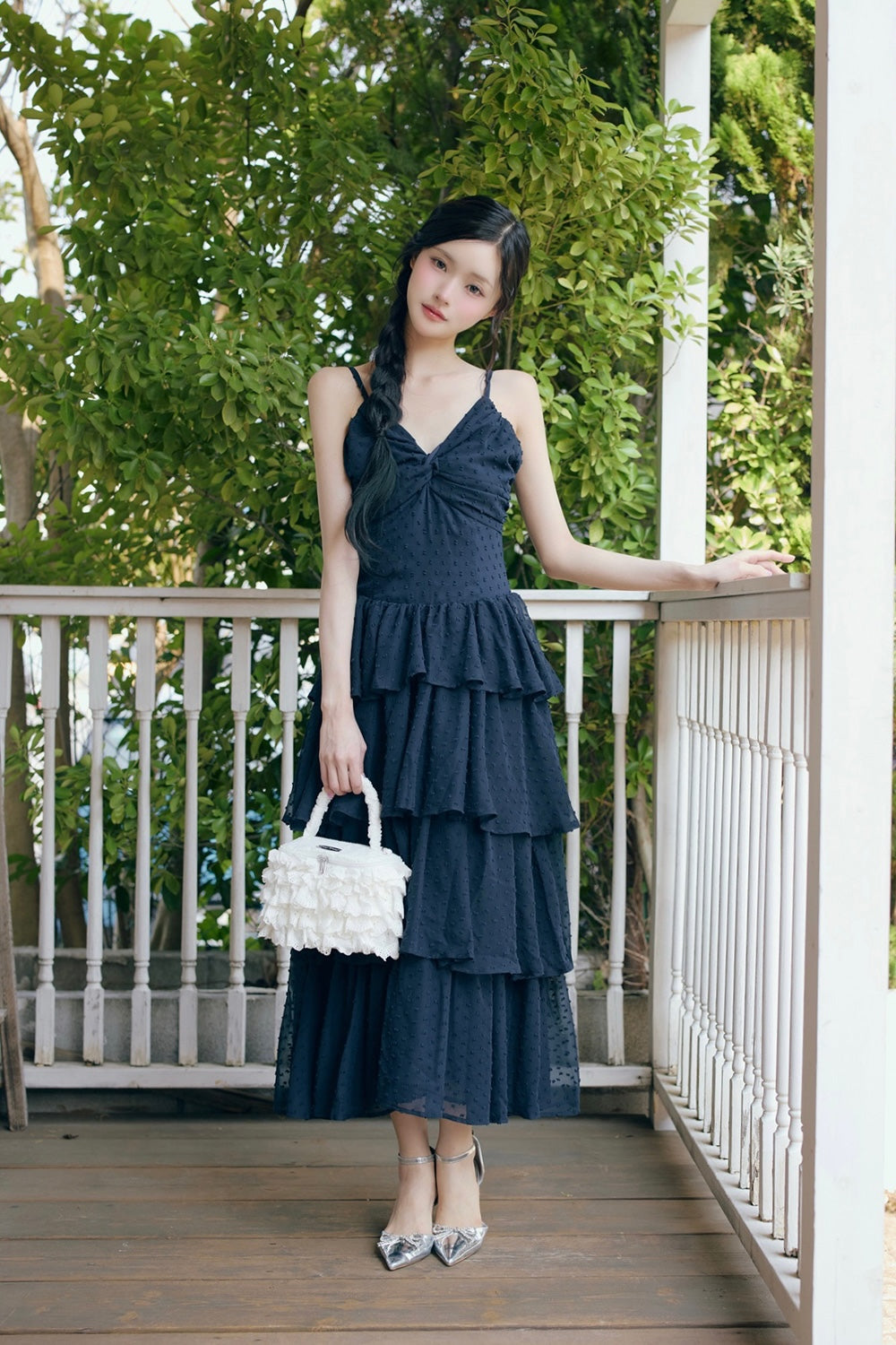 frill tiered cami long dress