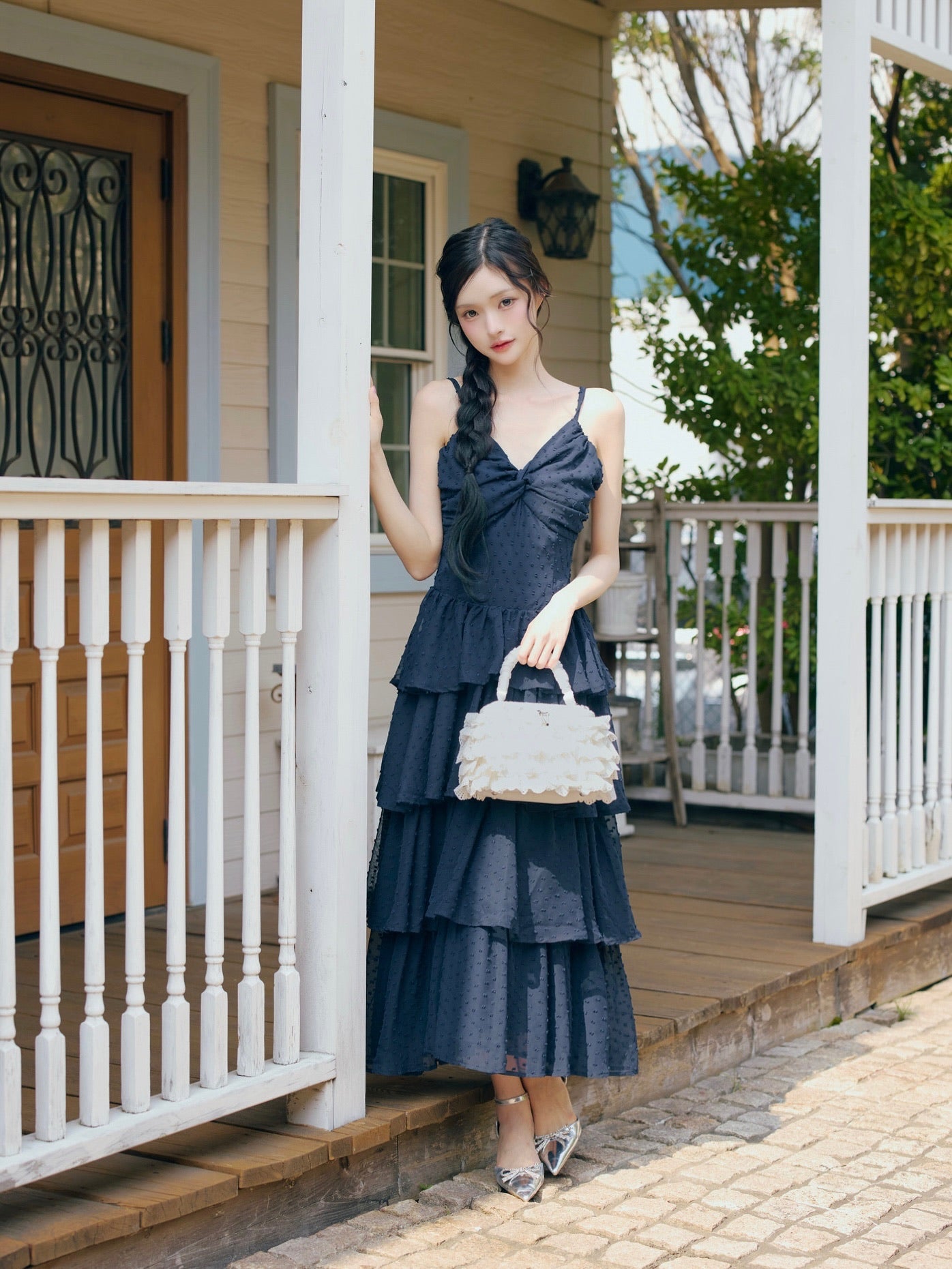 frill tiered cami long dress