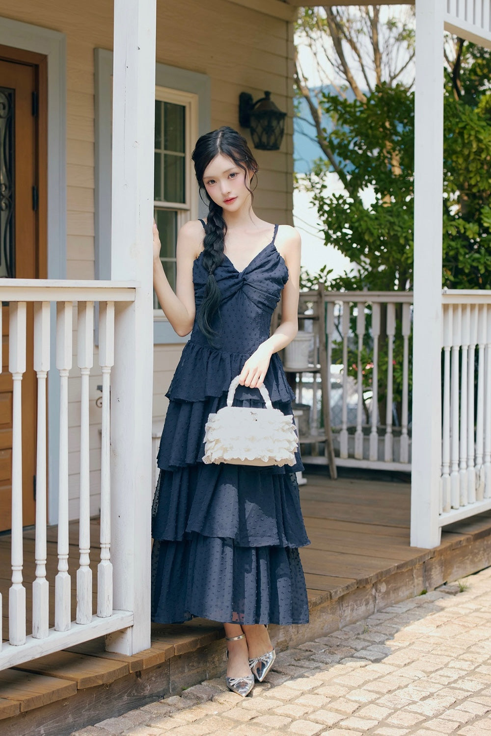 frill tiered cami long dress