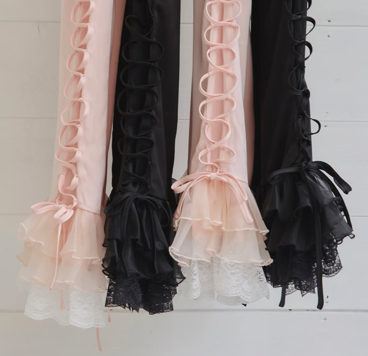 lace up frill pants(black)