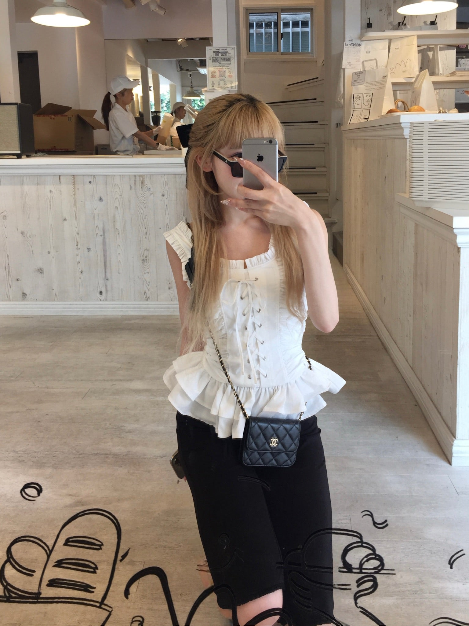 Cotton frill lace-up tops – Treat Ürself