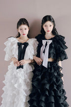 Lisa rose frill ribbon tops