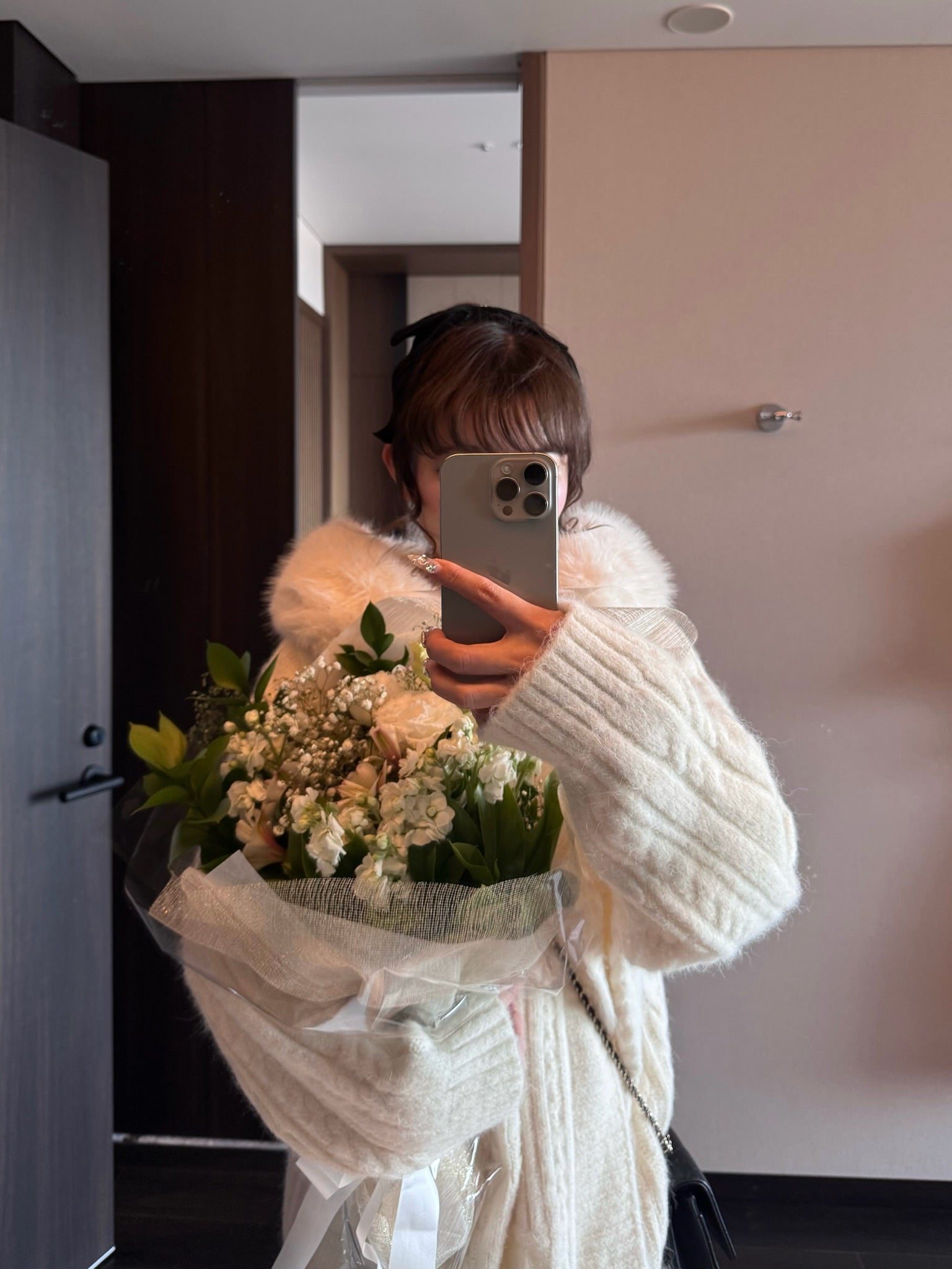 【予約販売】Bunny fur cable knit cardigan