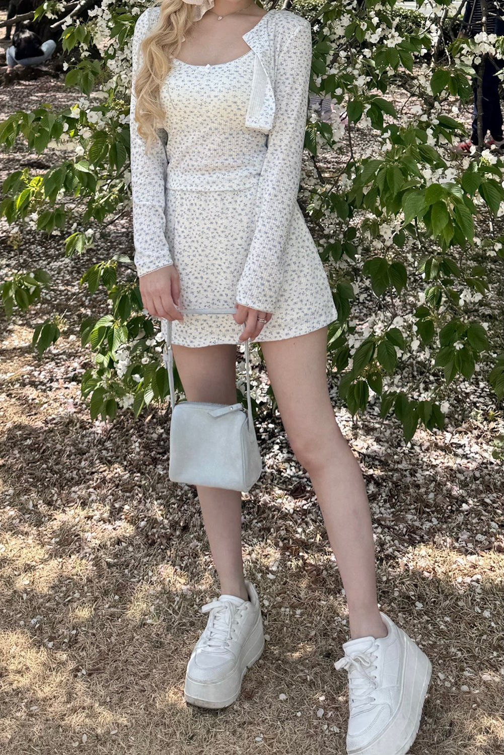 Garden cotton ribbon mini skirt