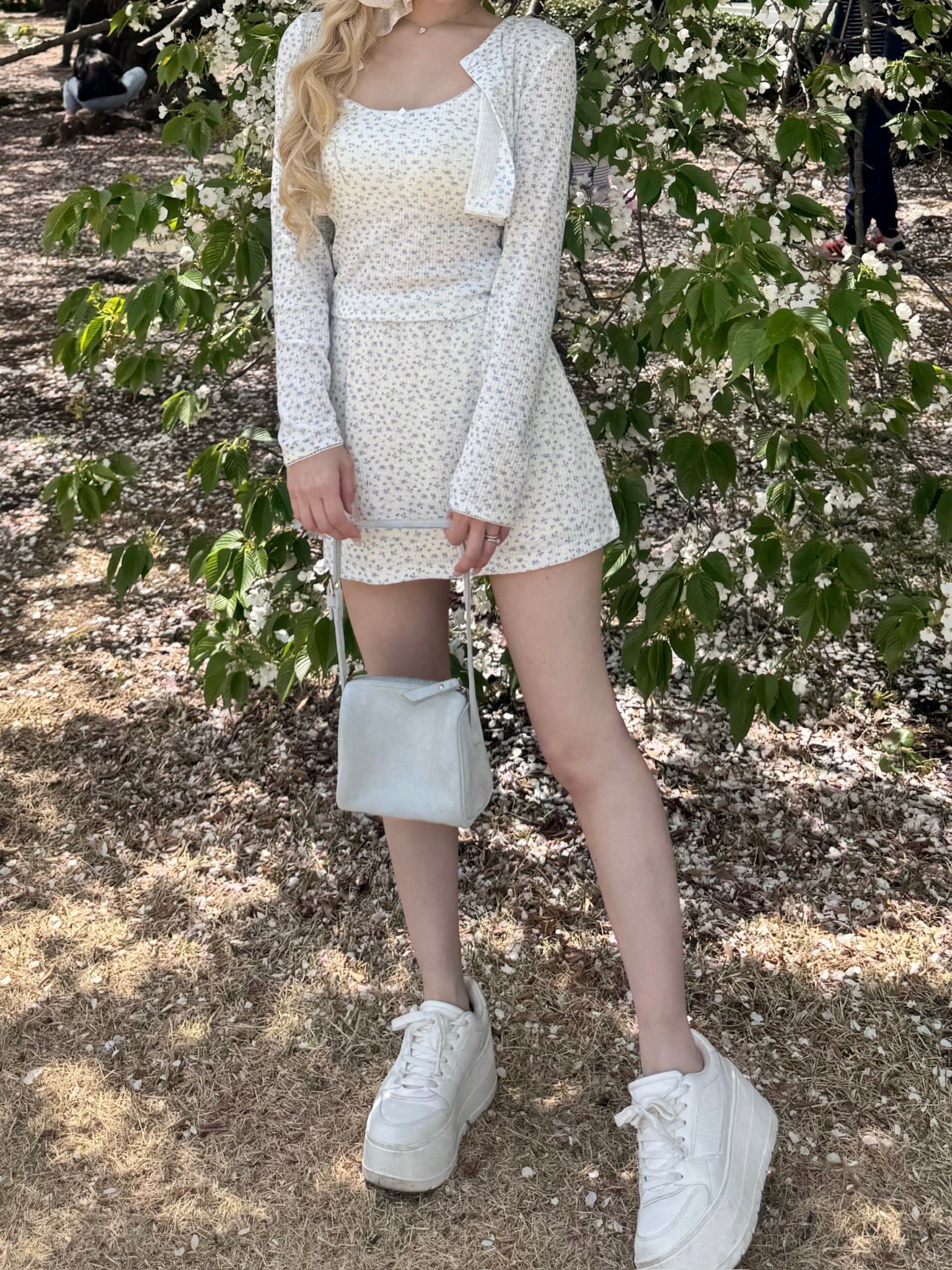 Garden cotton ribbon mini skirt