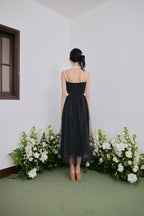 Dot tulle ribbon long dress